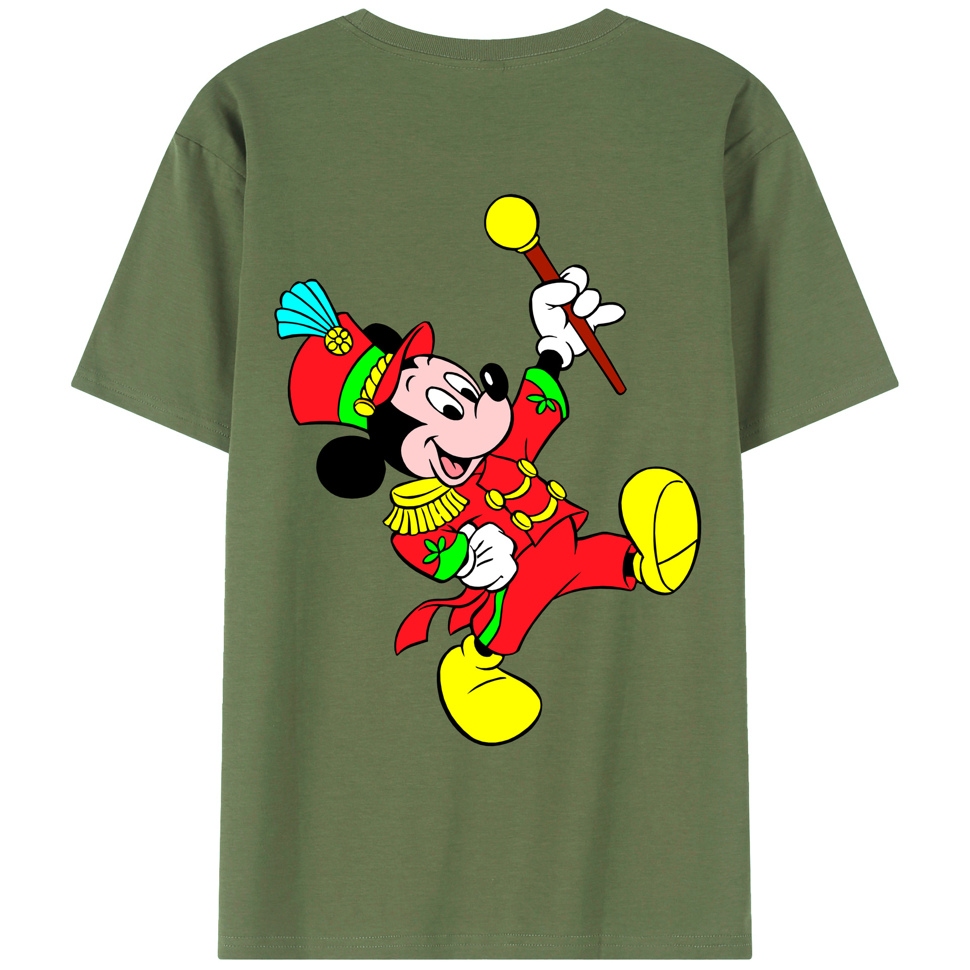 ミッキーマウス Mickey Mouse 綿100％ メンズ半袖Tシャツ（バックプリント） 通気性
